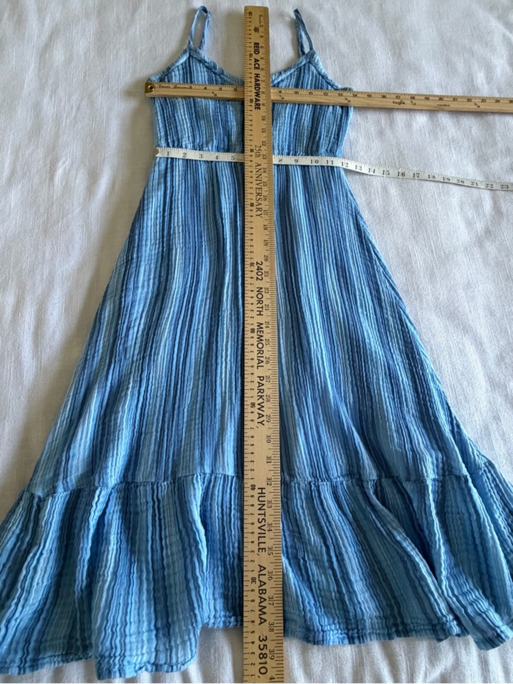 Aerie Dress Womens S Striped Button Front Ruffle Hem Midi Sundress Summer Boho - Picture 4 of 10